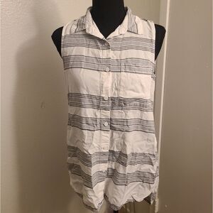 beachlunchlounge button up pocket stripe blouse XS